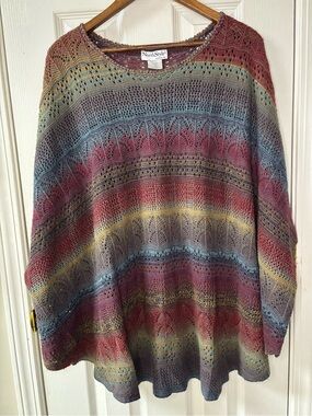 NorthStyle Multicolor Open-Knit Striped Pullover Sweater